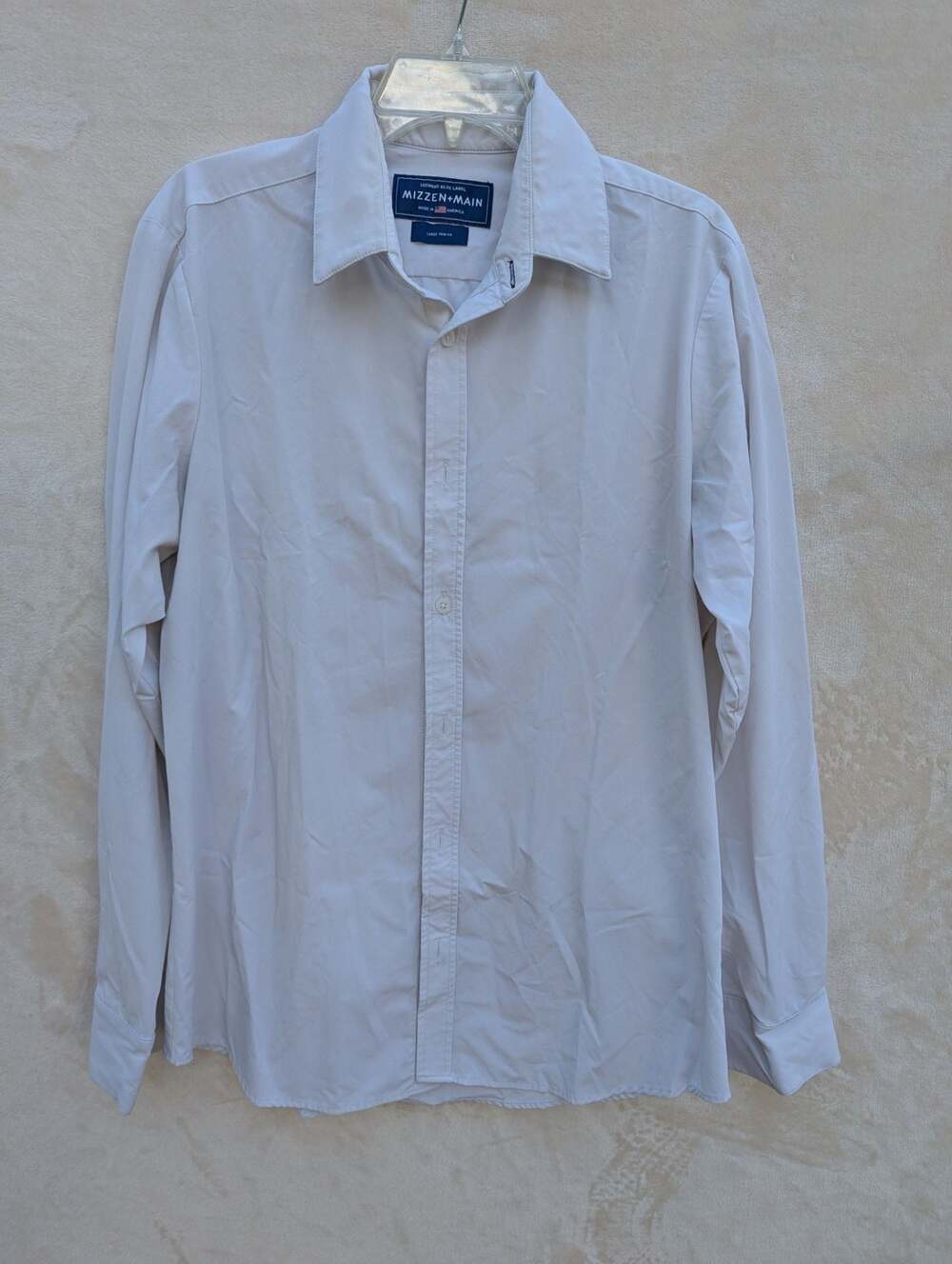 Mizzen + Main Leeward Blue Label Dress Shirt Men's Large Trim Fit Gray